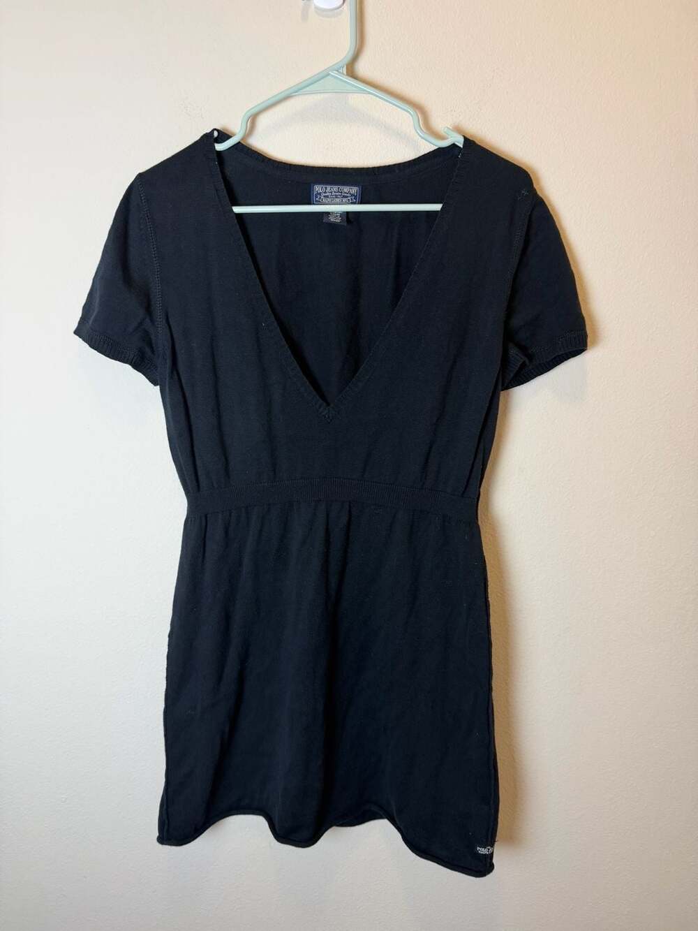Polo Jeans Company Ralph Lauren Dress Size L/G Black V-Neck Cotton